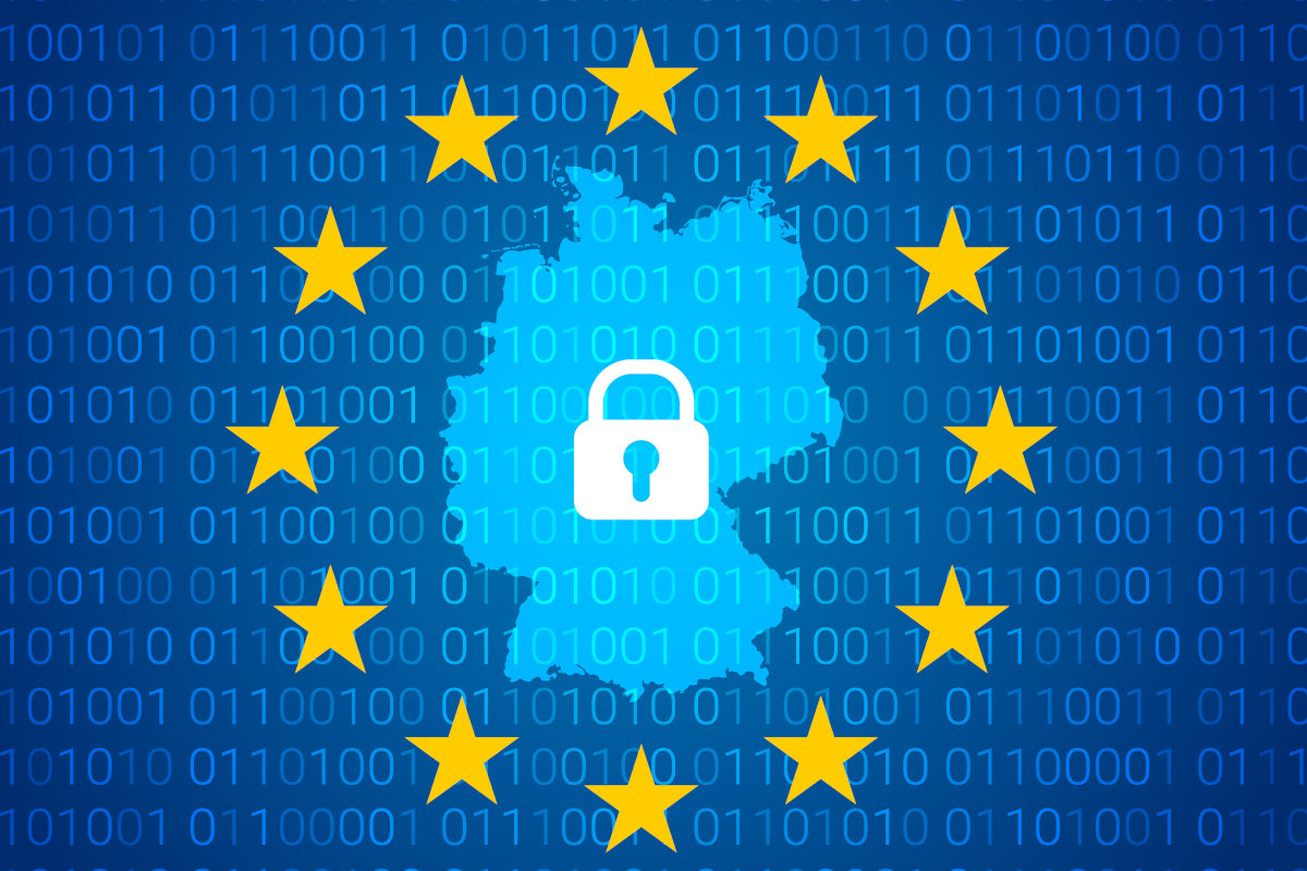 Europäische Sterne mit Schlosssymbol und Deutschland im Hintergrund (Quelle: Adobe Stock) Europäische Sterne mit Schlosssymbol und Deutschland im Hintergrund