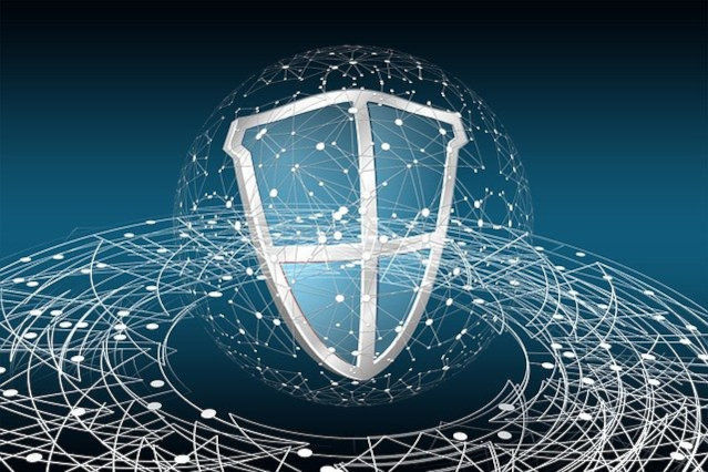 es ist ein Datenschutzschild umgeben von einer vernetzten Kugel abgebildet (Quelle: pixabay) es ist ein Datenschutzschild umgeben von einer vernetzten Kugel abgebildet