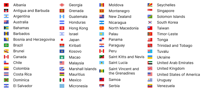 Liste der Länder/Gebiete die eine ETIAS-Reisegenehmigung beantragen müssen (Quelle: Europäische Union) Liste der Länder/Gebiete die eine ETIAS-Reisegenehmigung beantragen müssen
